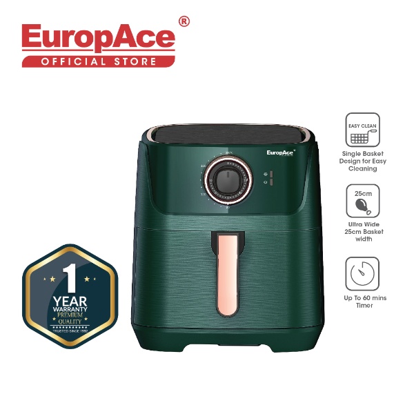 EuropAce 6.5L XL Air Fryer (Emerald Green / 1800W / Family Size / Single Basket)